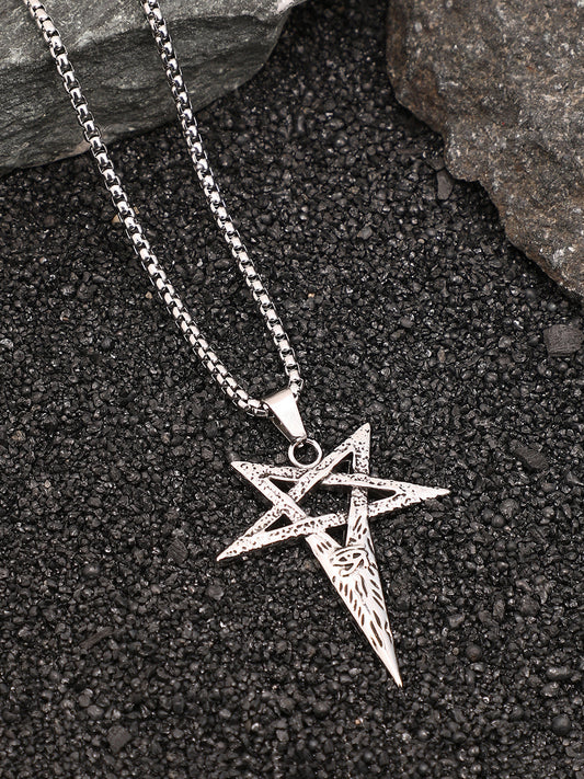 The Celestrial-Cross Pendant Necklace - Metallic Silver