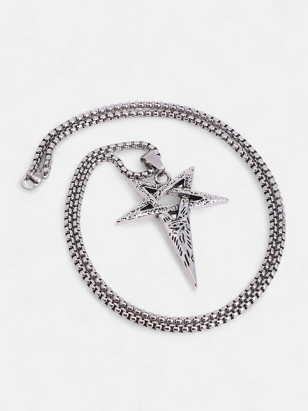 The Celestrial-Cross Pendant Necklace - Metallic Silver