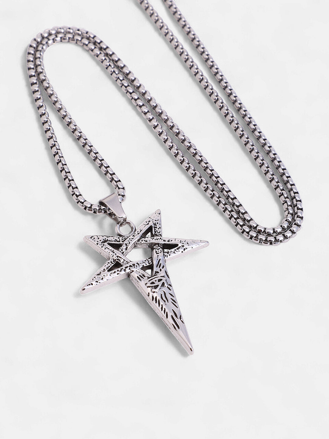 The Celestrial-Cross Pendant Necklace - Metallic Silver