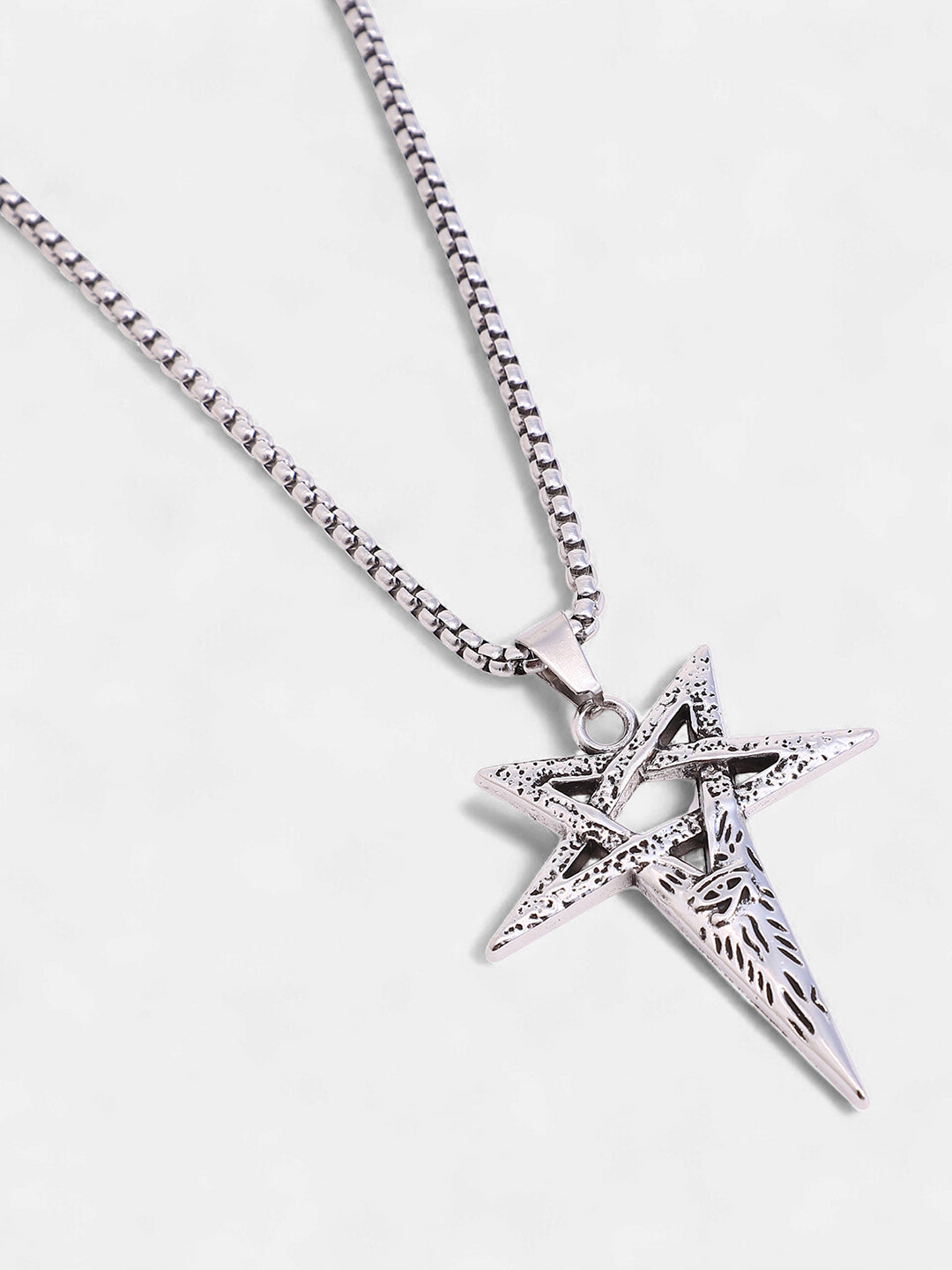 The Celestrial-Cross Pendant Necklace - Metallic Silver