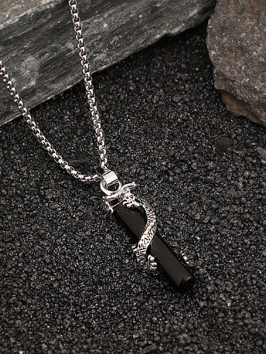 The Snake-Wrap Pendant Necklace - Metallic Silver