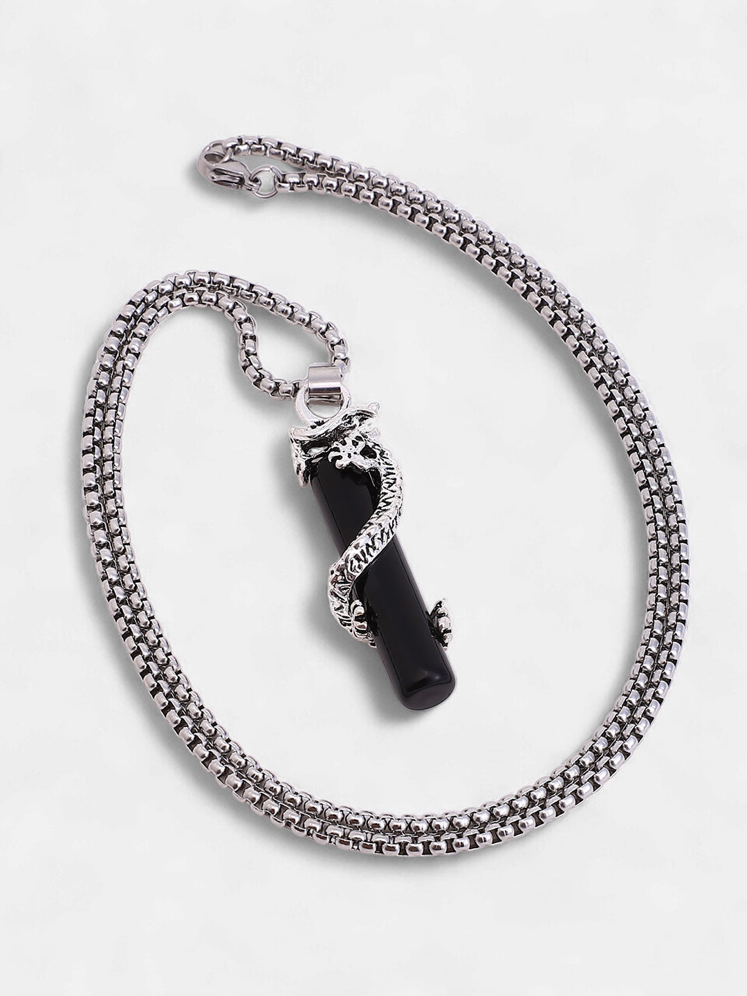 The Snake-Wrap Pendant Necklace - Metallic Silver