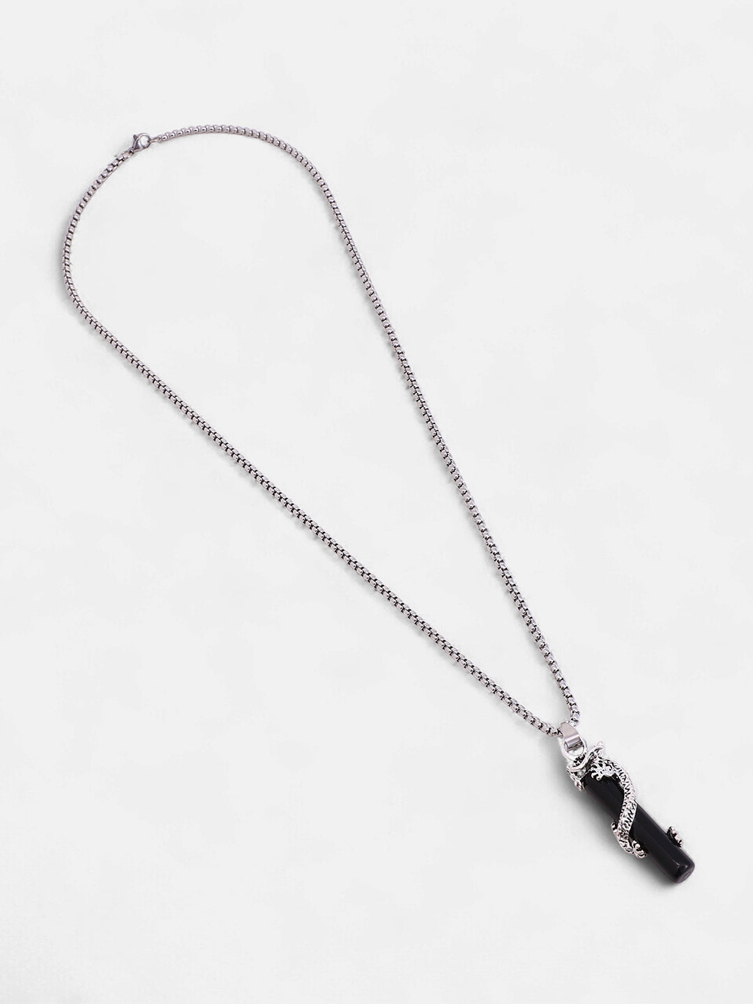 The Snake-Wrap Pendant Necklace - Metallic Silver