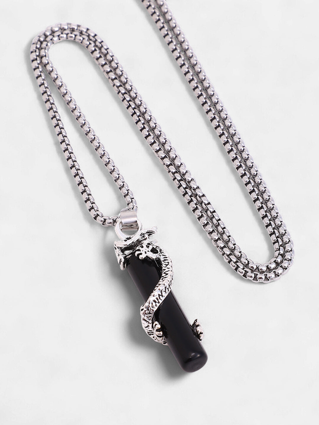 The Snake-Wrap Pendant Necklace - Metallic Silver
