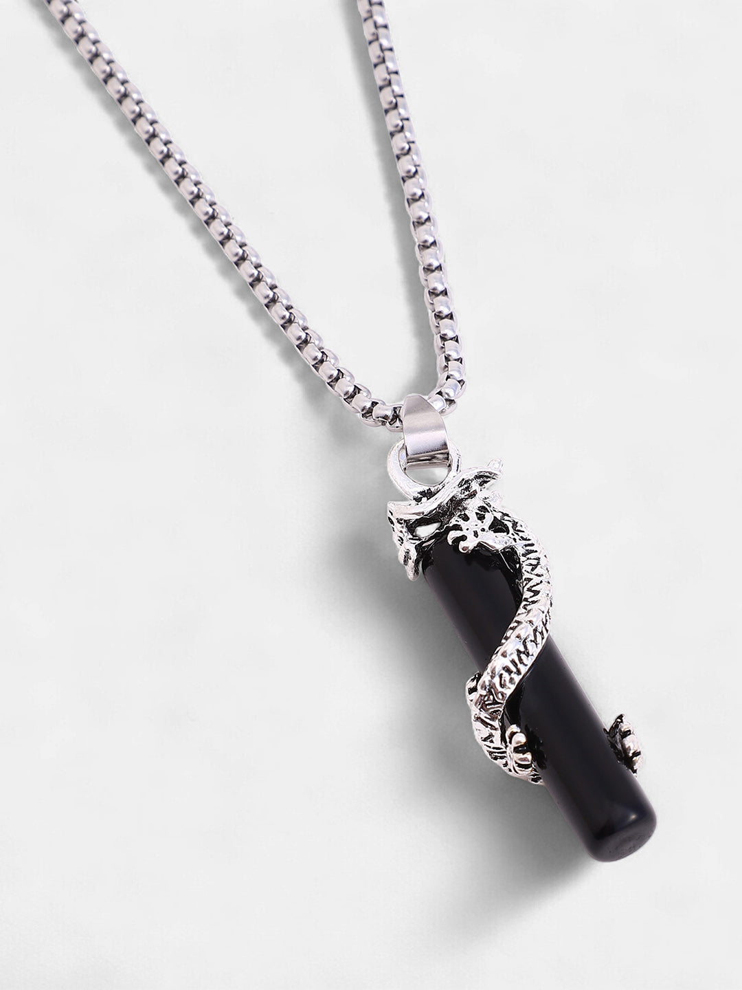 The Snake-Wrap Pendant Necklace - Metallic Silver
