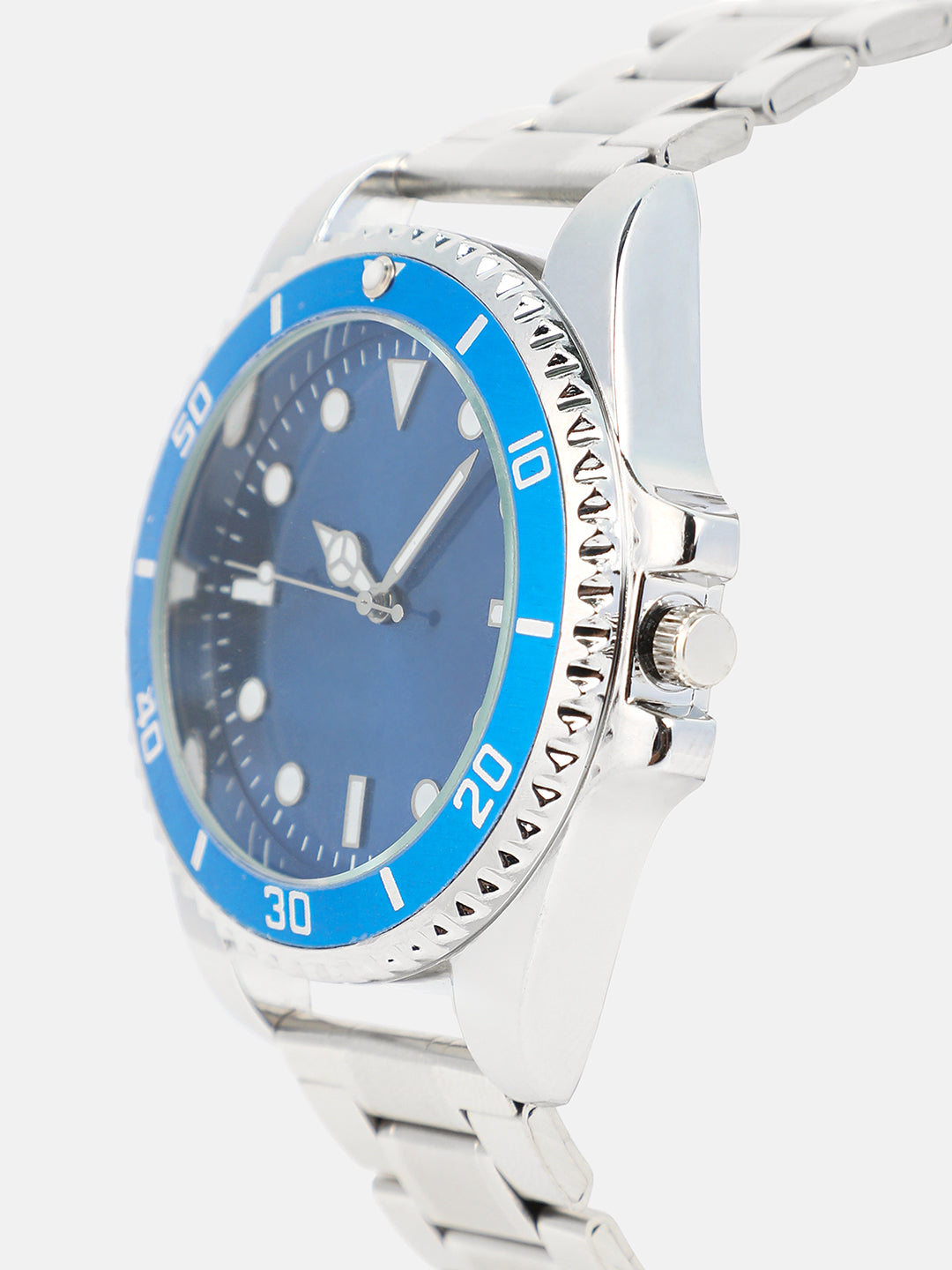 The Ribbed Round Watch With Link Bracelet Combo