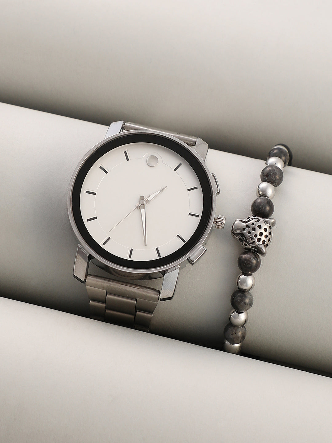 The Bijou Round Watch With Beaded Bracelet Combo