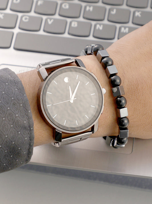 The Bijou Round Watch With Beaded Bracelet Combo