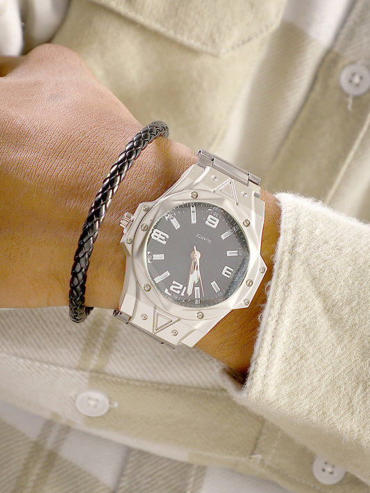 The Torque Driftor Round Watch With Leather Bracelet Combo