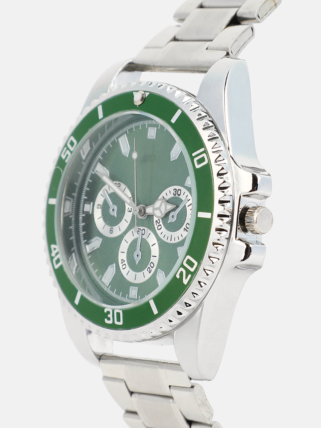 The Ribbed Four-Dial Round Watch With Tennis Bracelet Combo