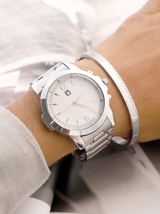 The Studio Round Watch With Cuff Bracelet Combo