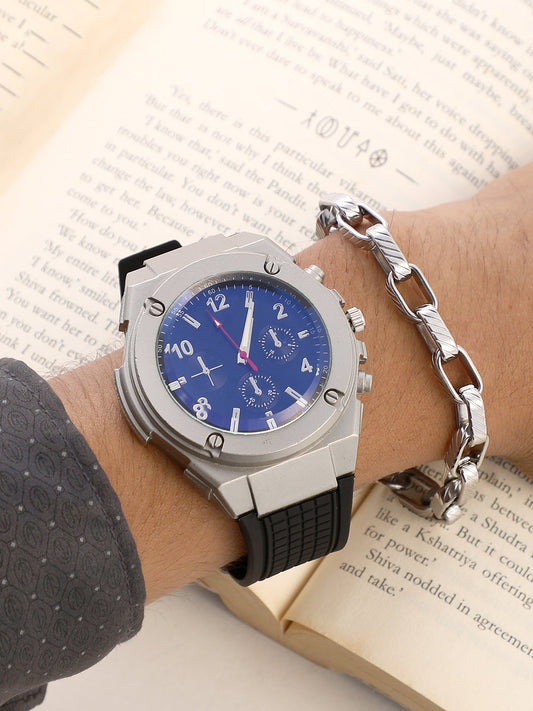 The Nomadé Four-Dial Round Watch With Chain Bracelet Combo