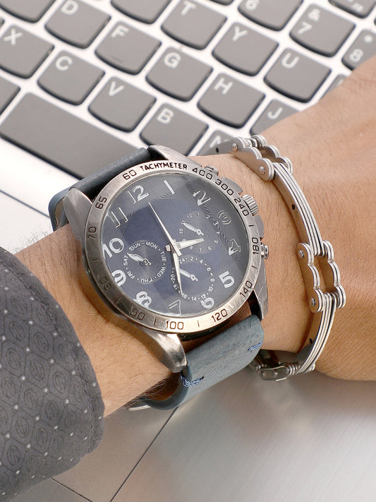 The Peregron Round Watch With Chain Bracelet Combo