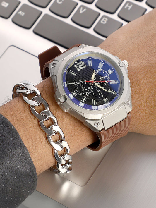 The Aetheris Round Watch With Link Bracelet Combo