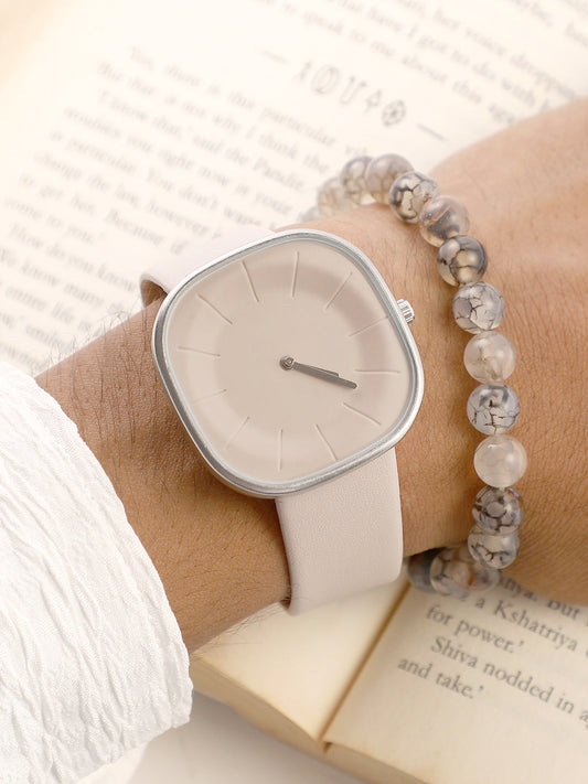 The Off-Duty Cushion Watch With Beaded Bracelet Combo