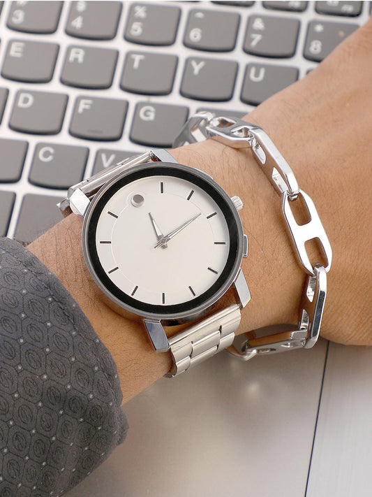 The Bijou Round Watch With Chain Bracelet Combo
