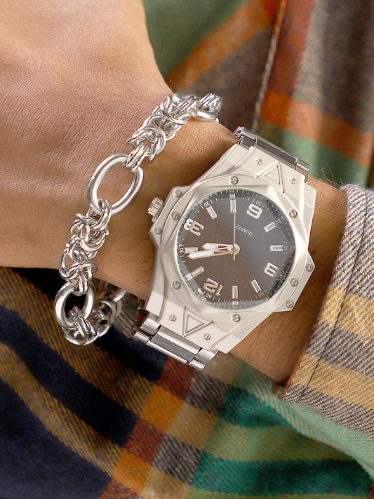 The Torque Driftor Round Watch With Link Bracelet Combo