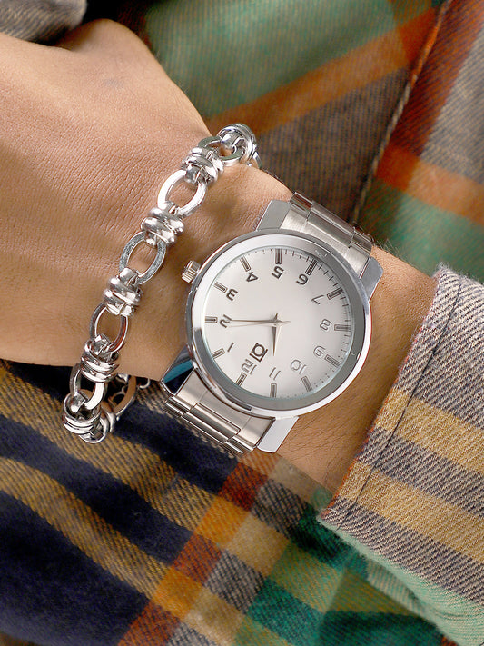 The Daily Round Watch With Link Bracelet Combo