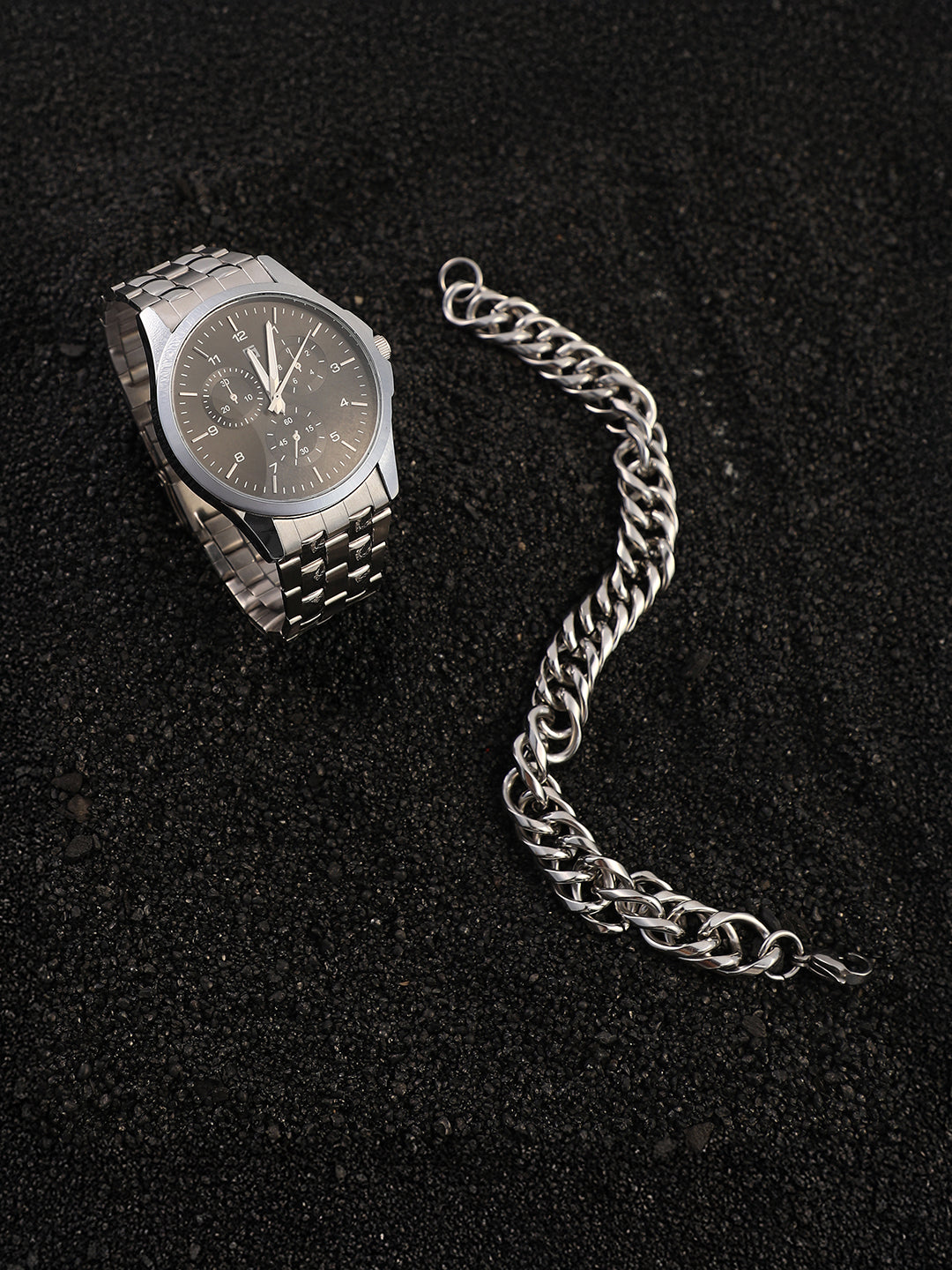 The Grind Four-Dial Round Watch With Link Bracelet Combo