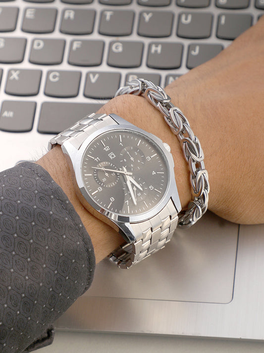 The Grind Four-Dial Round Watch With Link Bracelet Combo