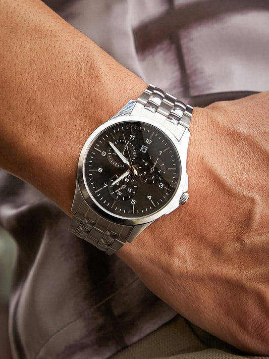 The Grind Four-Dial Round Watch - Metallic Silver