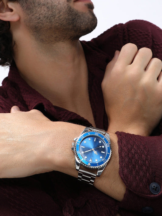 The Ribbed Round Watch - Sapphire Blue