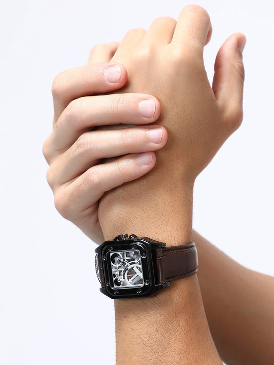 The Nocturne Square Watch - Chocolate Brown