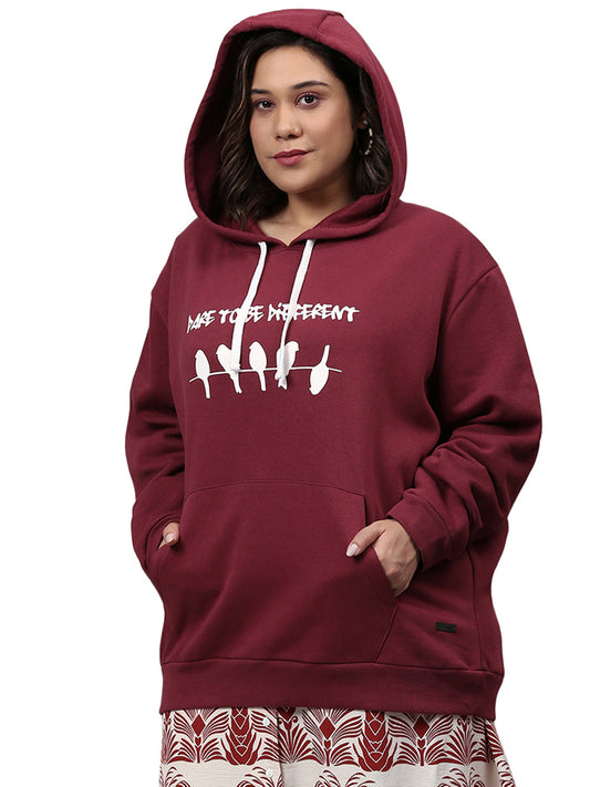 Printed Casual Hooded Sweatshirt