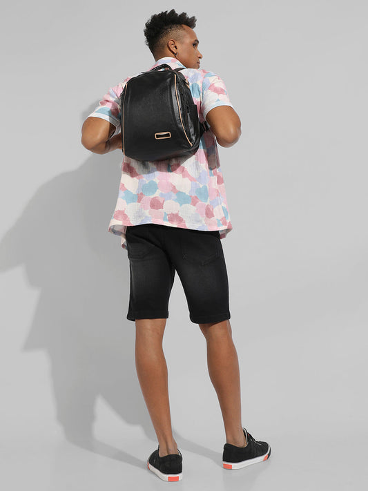 Contrast Piping Backpack - Midnight Black