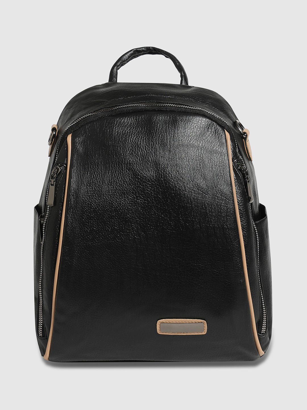 Contrast Piping Backpack - Midnight Black