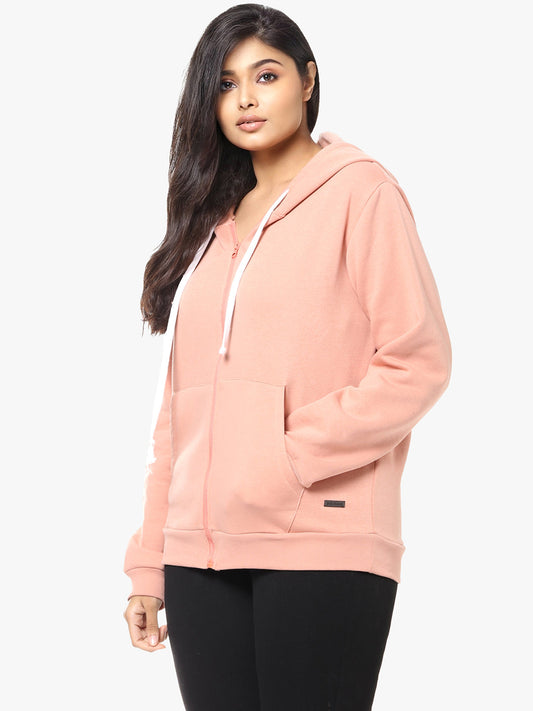 Solid Winter Zipper Hooded Sweatshirt
