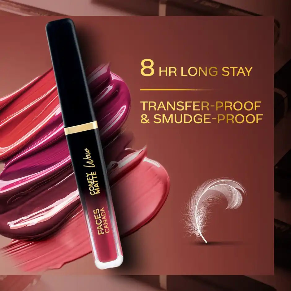 Faces Canada Comfy Matte Wow Liquid Lipstick Highly Pigmented - Ruby Rouge 03 3.8 gm