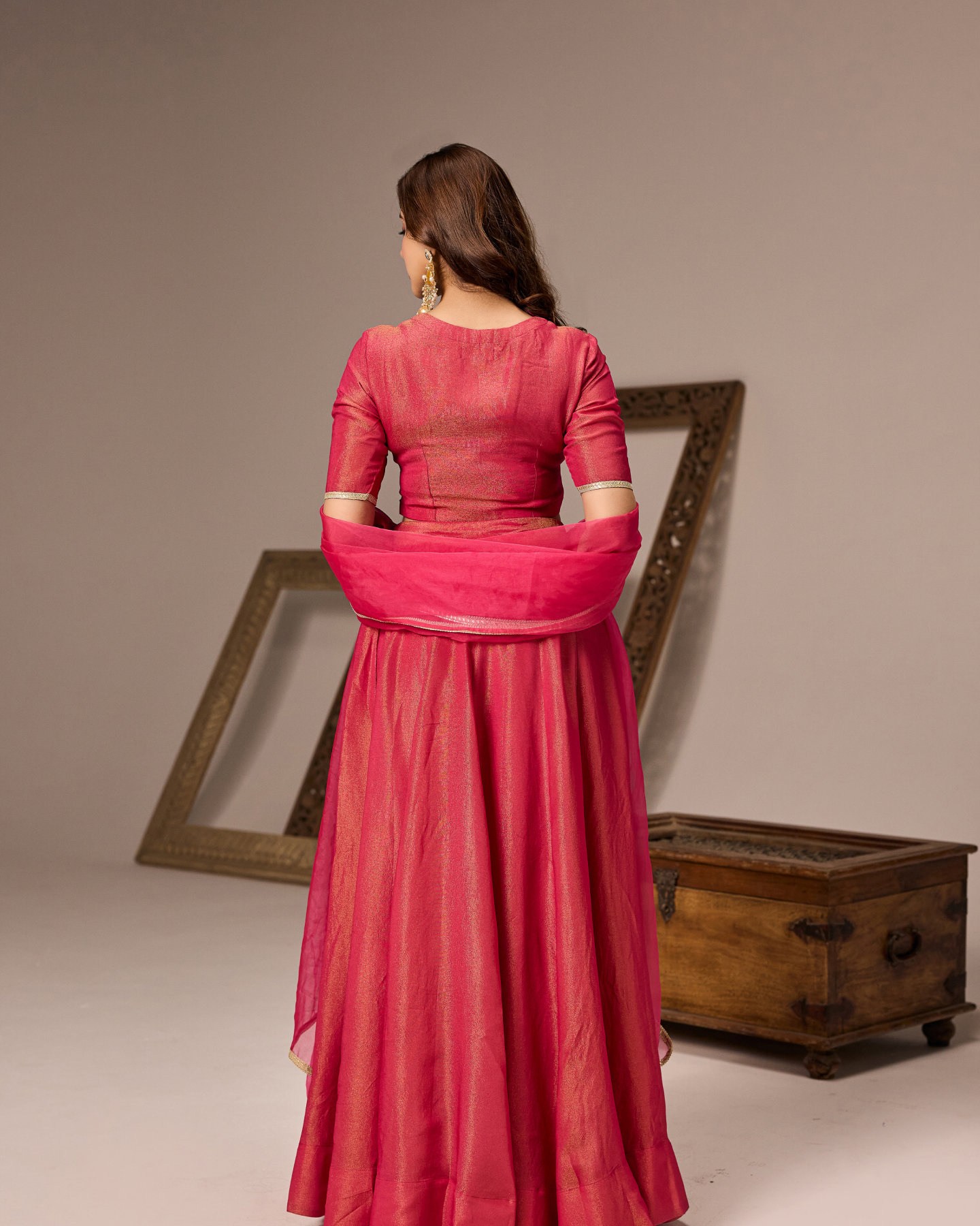 Rani Pink Tissue Lehenga