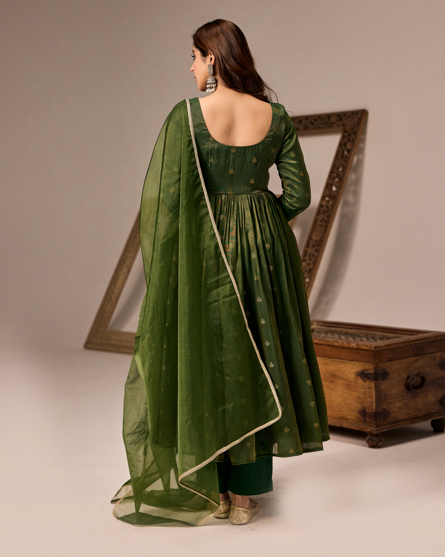 Olive Green Anarkali Suit