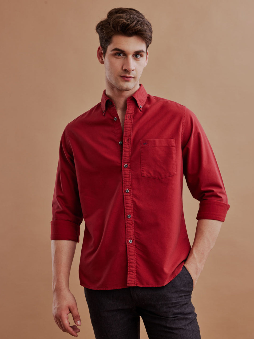 Aldeno Men Oxford Red Casual Shirt (GALDI)