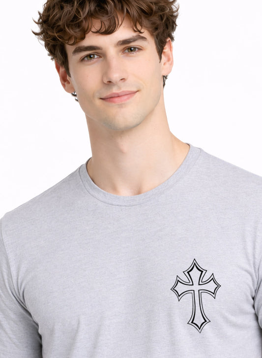 Adro Mens Cross Printed T-Shirt | Minimal Chest Graphic Cotton Casual Tshirt | Trendy Stylish Comfortable Regular Fit T shirt for Men