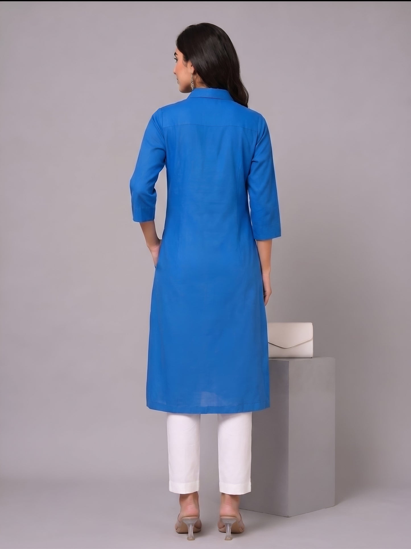 Barara Women’s Embroidered Blue Shirt Kurta