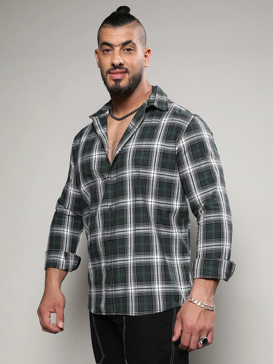 Green Checkered Casual Shirt