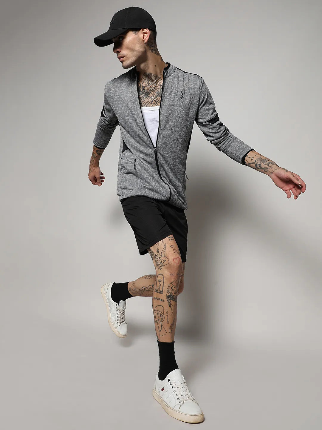 Heathered Activewear Jacket With Contrast Detail