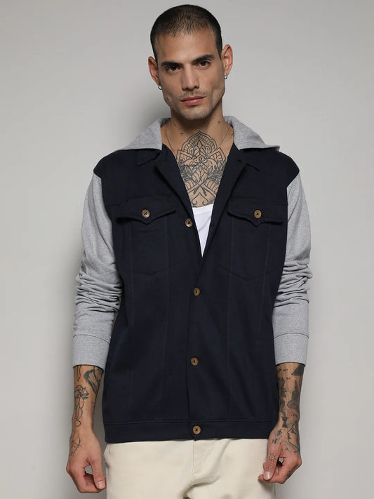 Button-Front Jacket With Contrast Detail