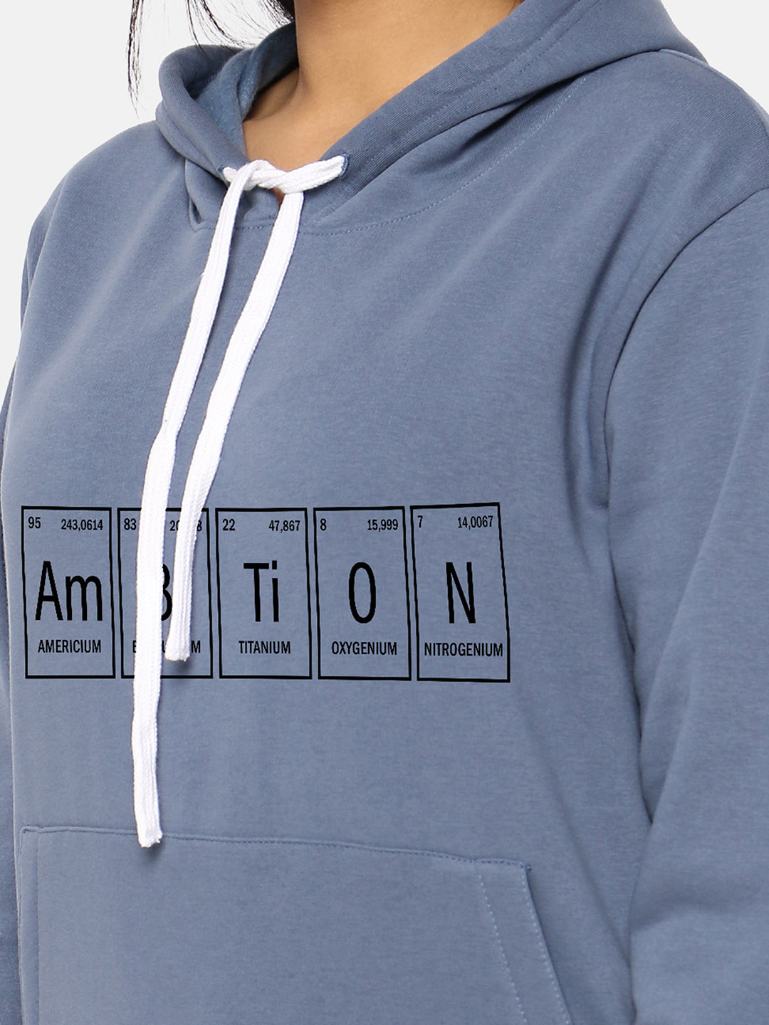 WOMEN CASUAL BLACK HOODIE WITH PRINT