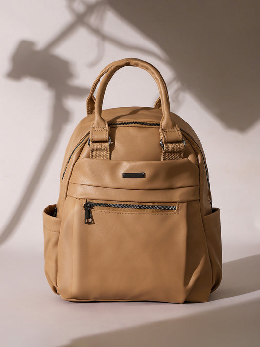 The Top Handle Curve Backpack - Buff Beige