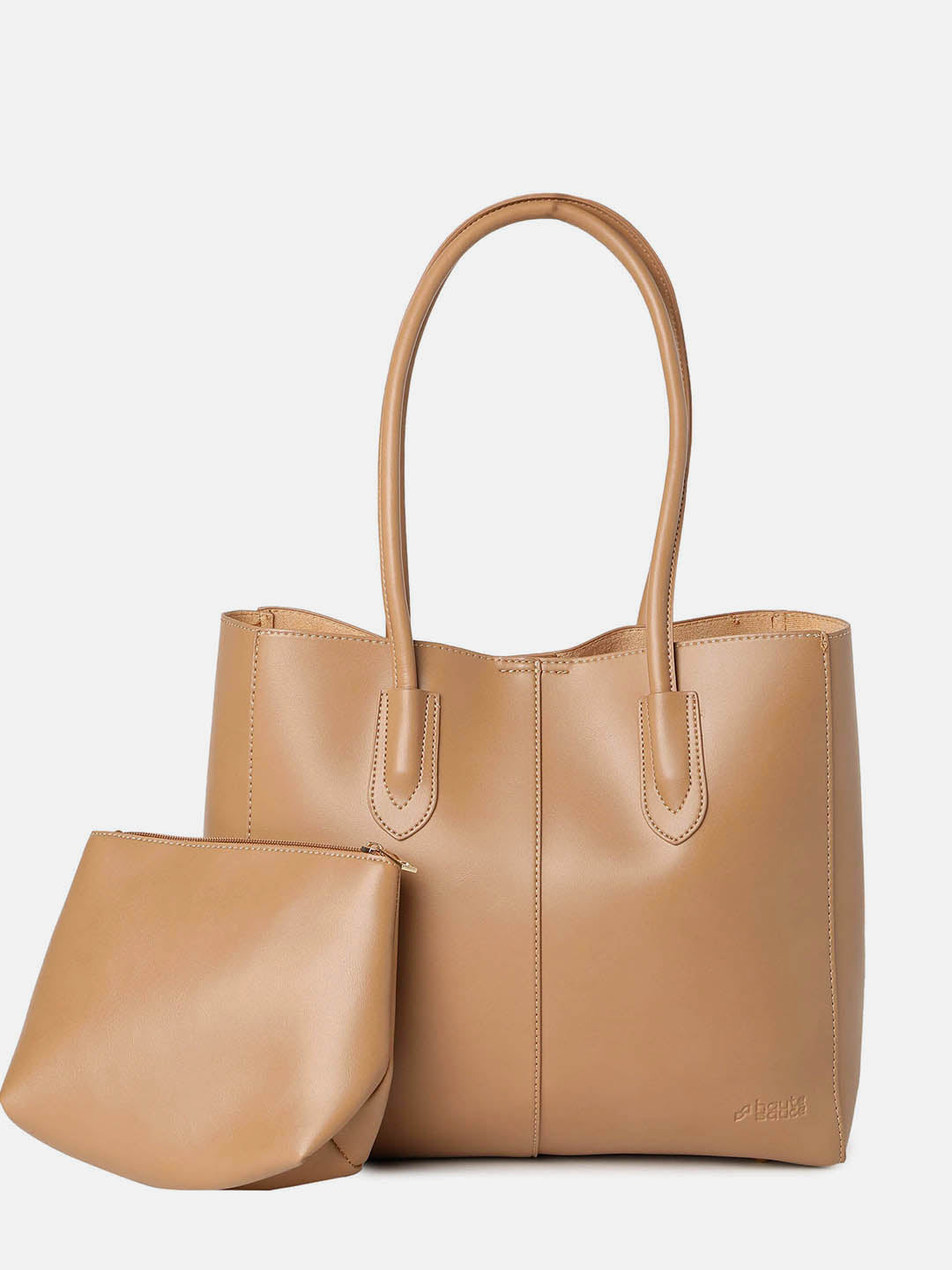 Trove Tan Tote Bag With Pouch Set