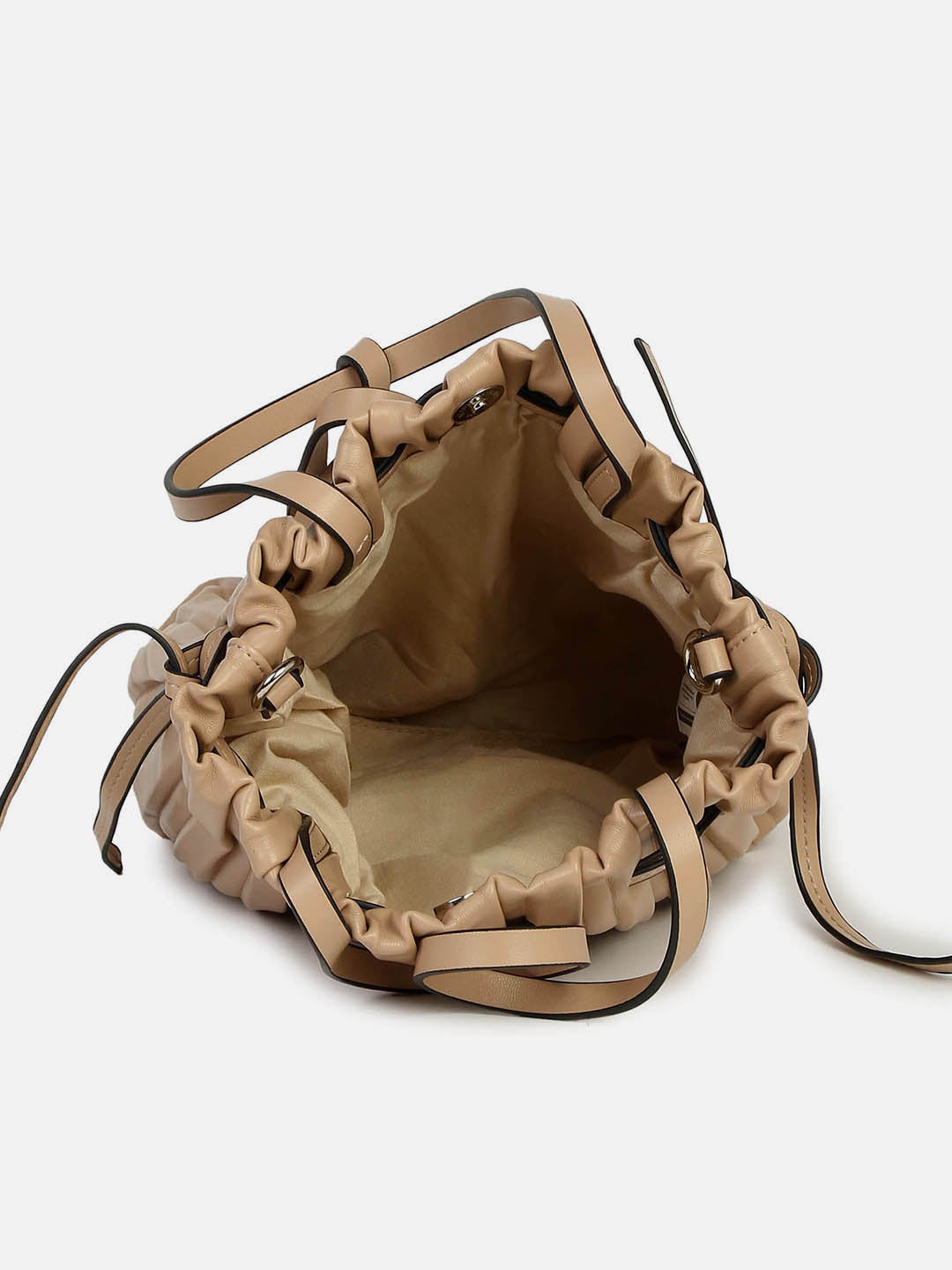 Tug-And-Go Beige Bucket Bag
