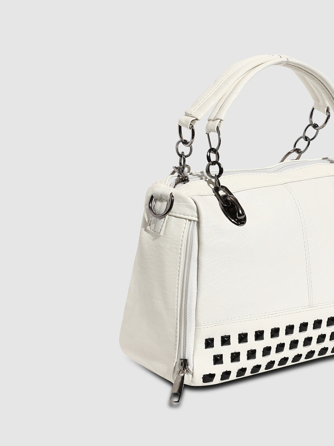 Studded Handbag - White