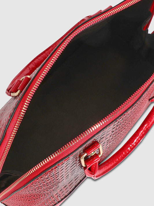 Scale Top Handle Handbag - Red