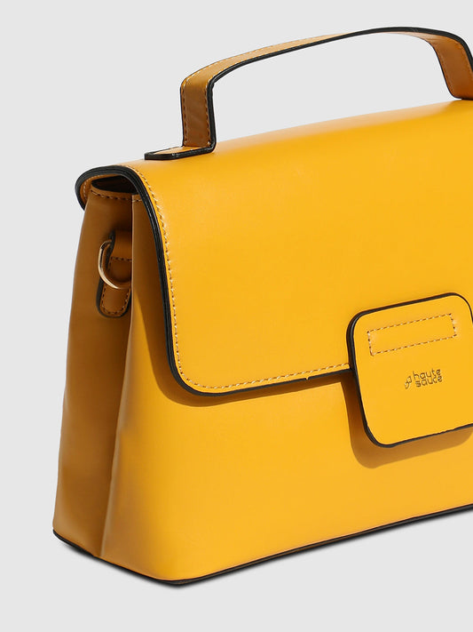 Structured Flap Handbag - Yellow