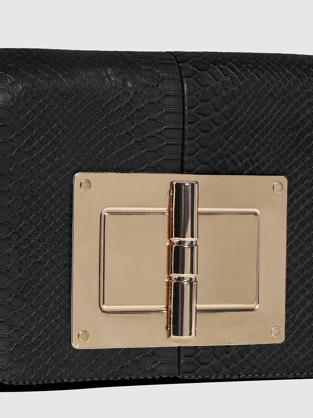 Hinge Flap Sling Bag - Black