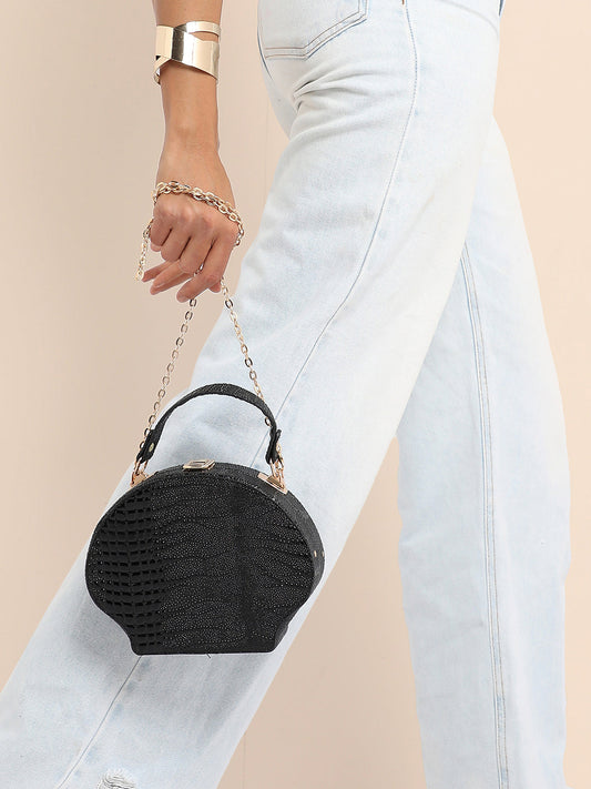 Seashell Scale Handbag - Black