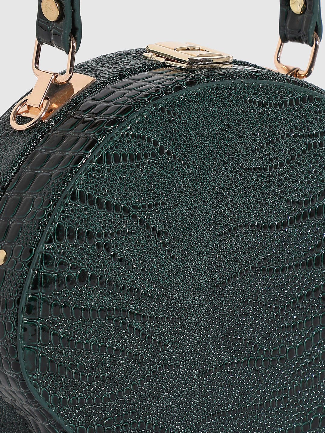 Seashell Croc Handbag - Dark Green
